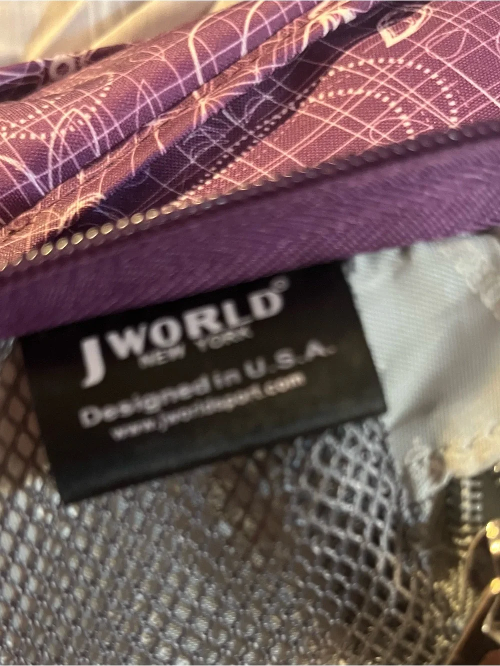 J World Messenger Lap Top Purple Canvas Material Bag Handle & Shoulder Strap